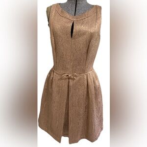 Taylor Metallic Gold Sleeveless Sheath Bell Dress Embossed Paisley Print Size 12